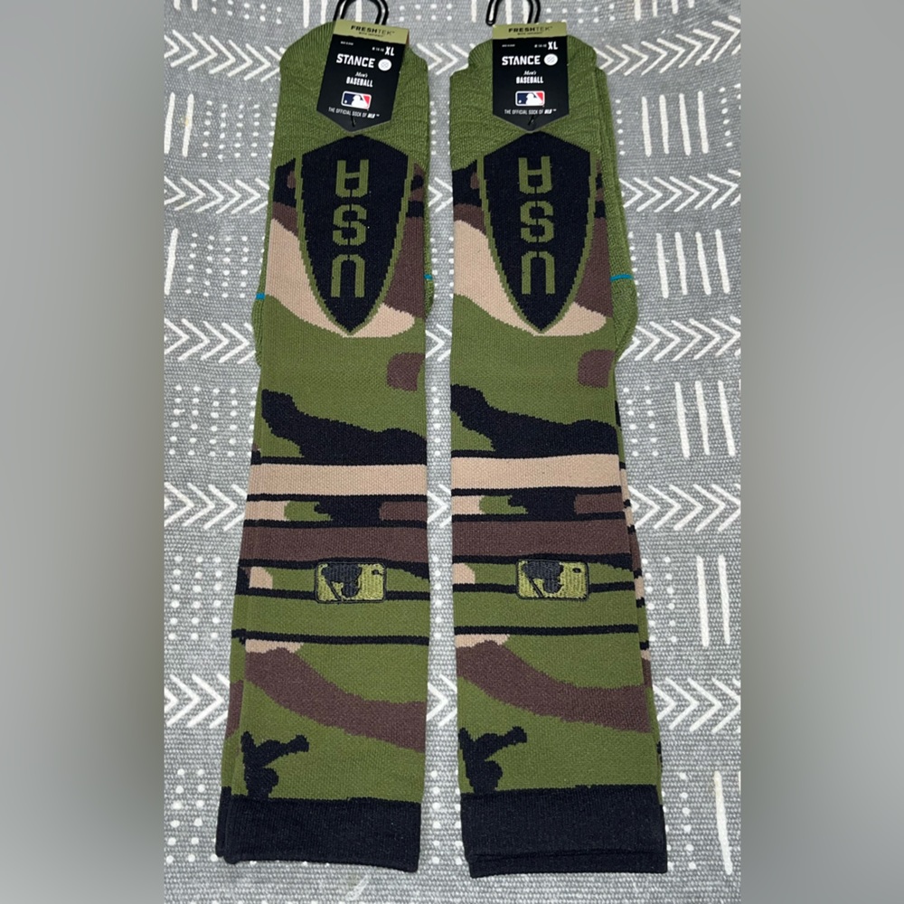 $23.99 Lot of 2 Stance MLB Armed Forces 2024 Camo Diamond Pro OTC Socks Size XL